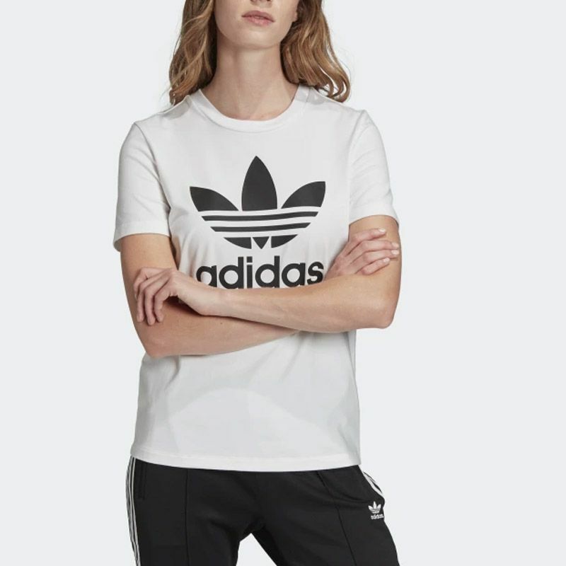 MAGLIA ADIDAS T-SHIRT DONNA FM3306 TREFOIL MANICHE CORTE BIANCO LOGO ORIGINALE